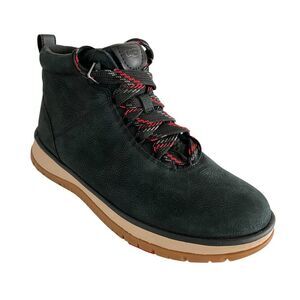 UGG Waterproof Pebbled Leather Lakesider Lace-up Ankle Boots Black 9